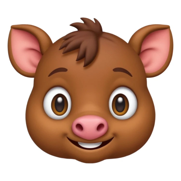 Pumbaa, stylized as a cute emoji, round face, big eyes, minimal details sticker