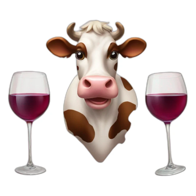 Three smiley cows with three glasses of wine sticker