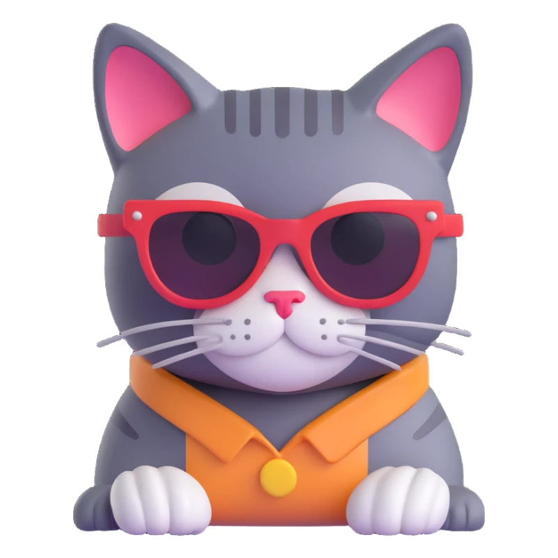 cat wearing sunglasses, fun and cool vibe sticker