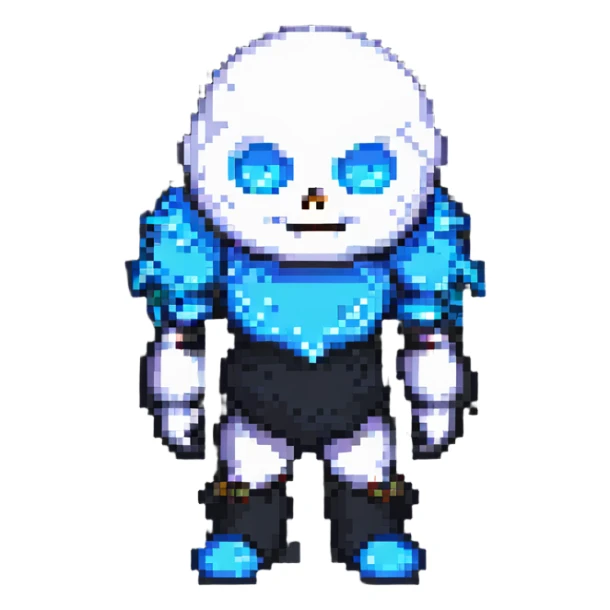 Sans in the style of pixel art sticker