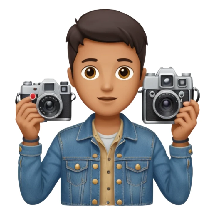 Photographer with vintage film camera sticker