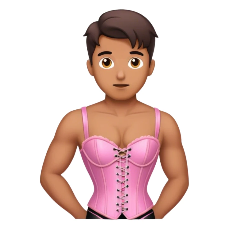 A man wearing a pink corset sticker