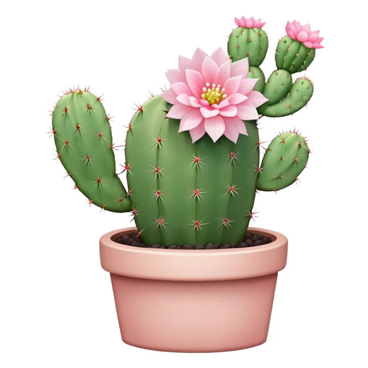 1 Pastel green cactus with tiny pastel pink flower sticker