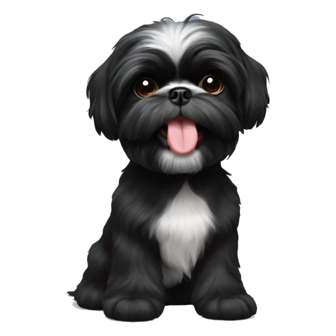 Black shih tzu with tongue out  sticker