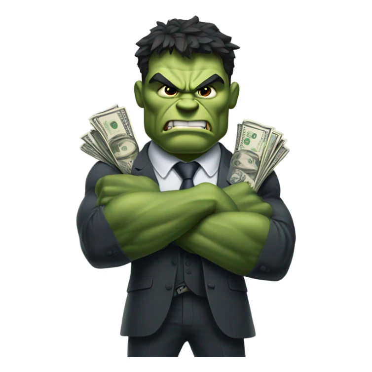 Hulk in business suit holding money  sticker