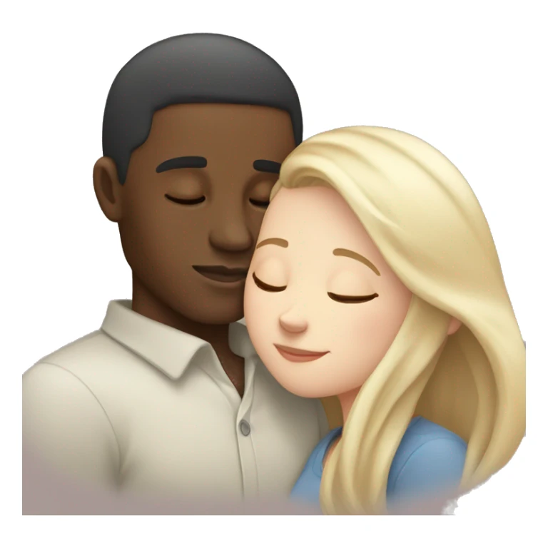 Couple Cuddle sleeping, black Guy and White brown hair girl sticker