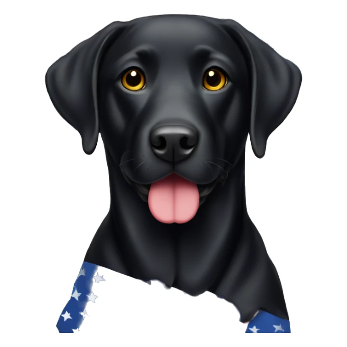 Black Labrador with American flag sticker