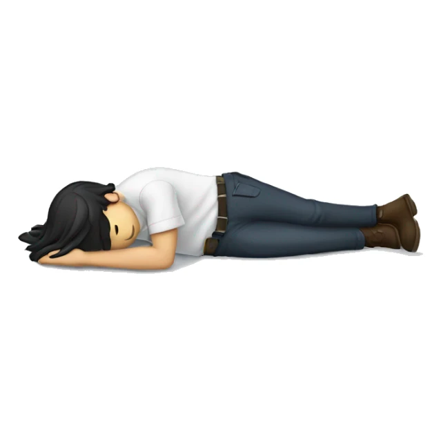 Black long haired white man lying unconscious on the ground sticker