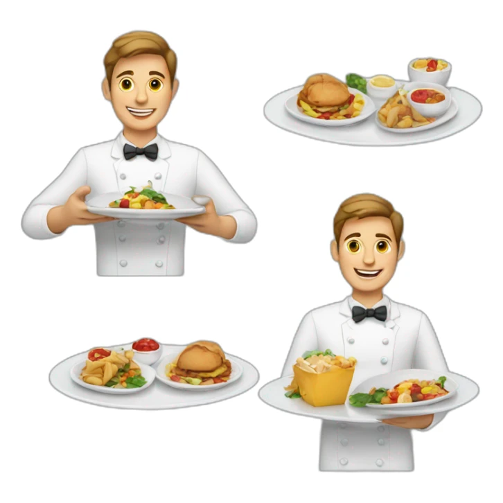  waiter showing plates of food sticker