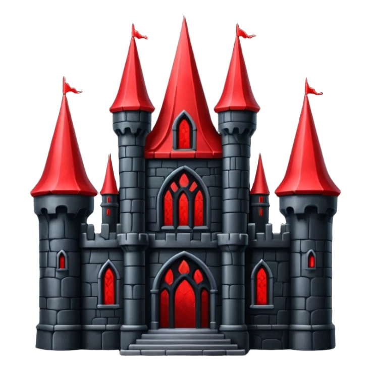 Dark Castle with the colors red and black, it should not look cartony sticker