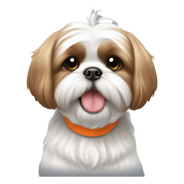 Happy shih tzu with orange ear and the rest white sticker