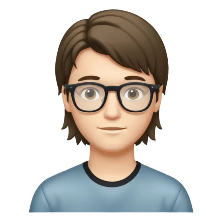 Beautiful thin boy, fair skin, glasses, and a mullet hairstyle  sticker