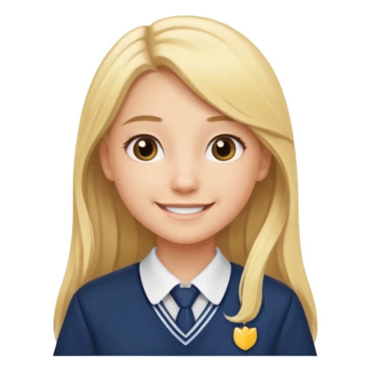 haz una chica rubia poniendose un uniforme de colegio de pelo un poco largo sticker
