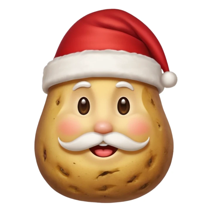Potato with a smile face and a Santa Christmas hat on sticker