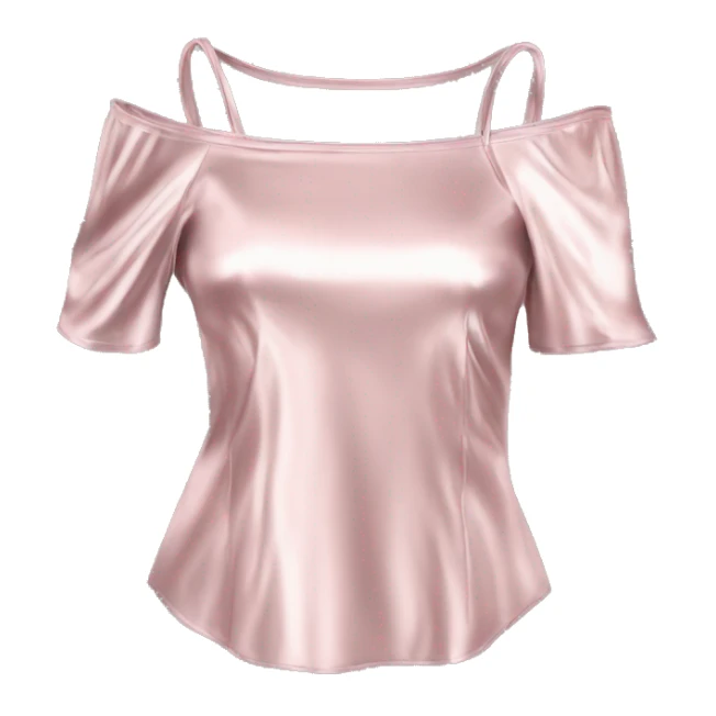 Realistic isolated side view of a light pink metallic off the shoulder Short sleeve blouse. sticker