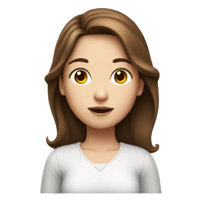 Girl with brown hair and white skin shrugging sticker