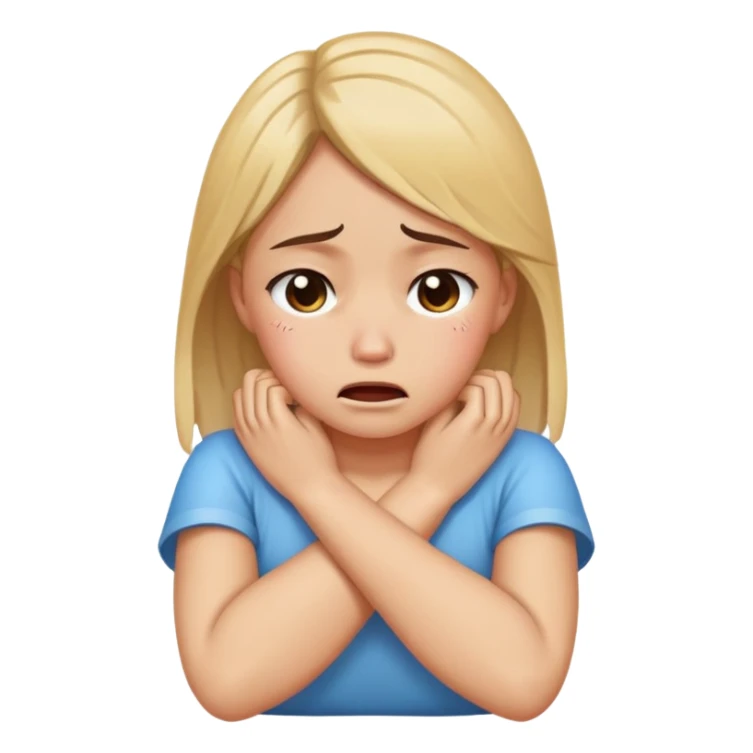 Girl with arms crossed over neck crying sticker
