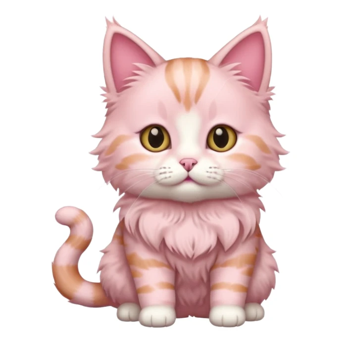 full body of baby American Bobtail pink cat  sticker
