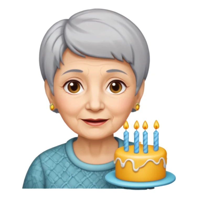 old lady short hair birthday sticker
