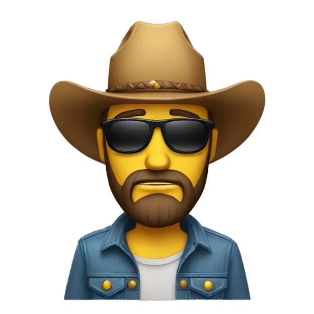 sad bearded man with cowboy hat and sunglass with thumb down sticker