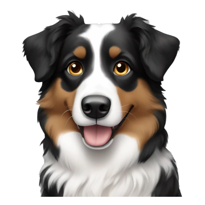 Create a black, tan and white Australian shepherd with white paws sticker