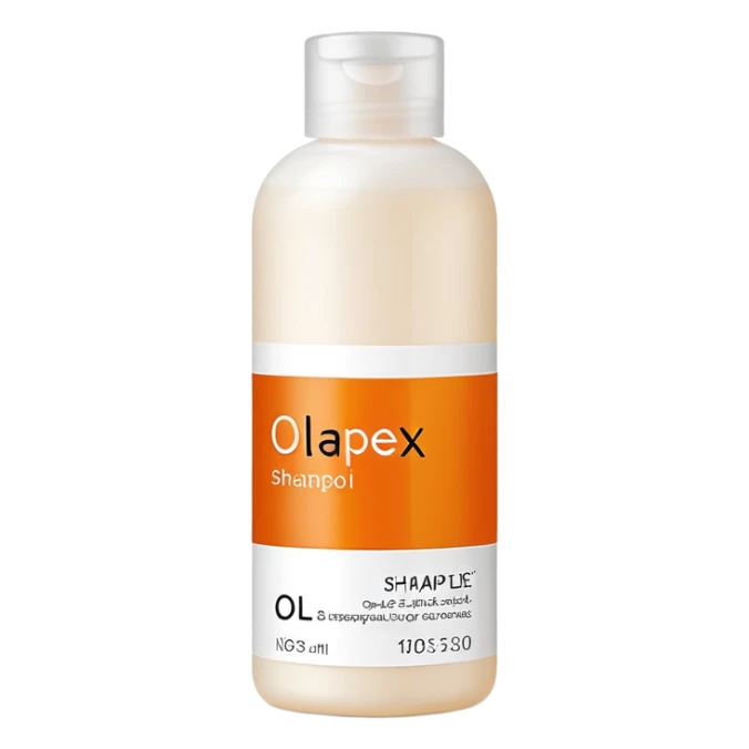 Olaplex shampoo bottle with orange label sticker