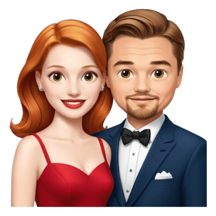 leonardo di caprio and Jessica Chastain in a red dress sticker