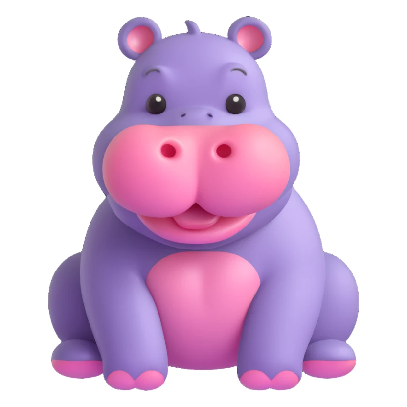 baby hippopotamus, 3D emoji style, soft shading, lively and expressive, suitable for app icon sticker