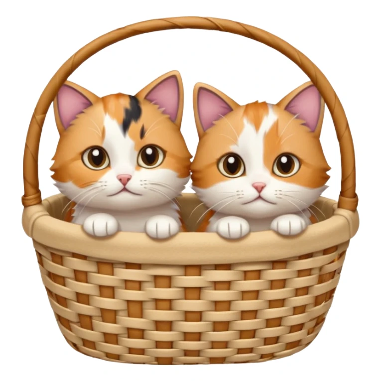 A pair of tiny cats peeking out of a soft-lined basket. sticker