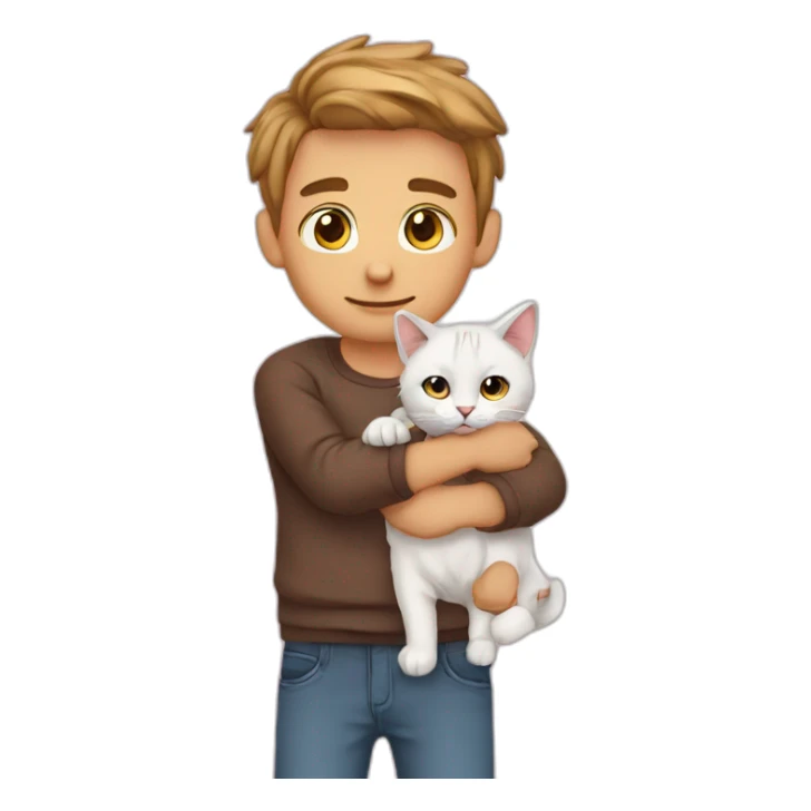 Jeune homme avec son Chaton mignon sticker