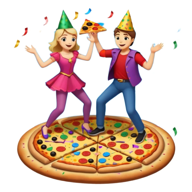 romeo et juliette qui dansent sur une pizza sticker