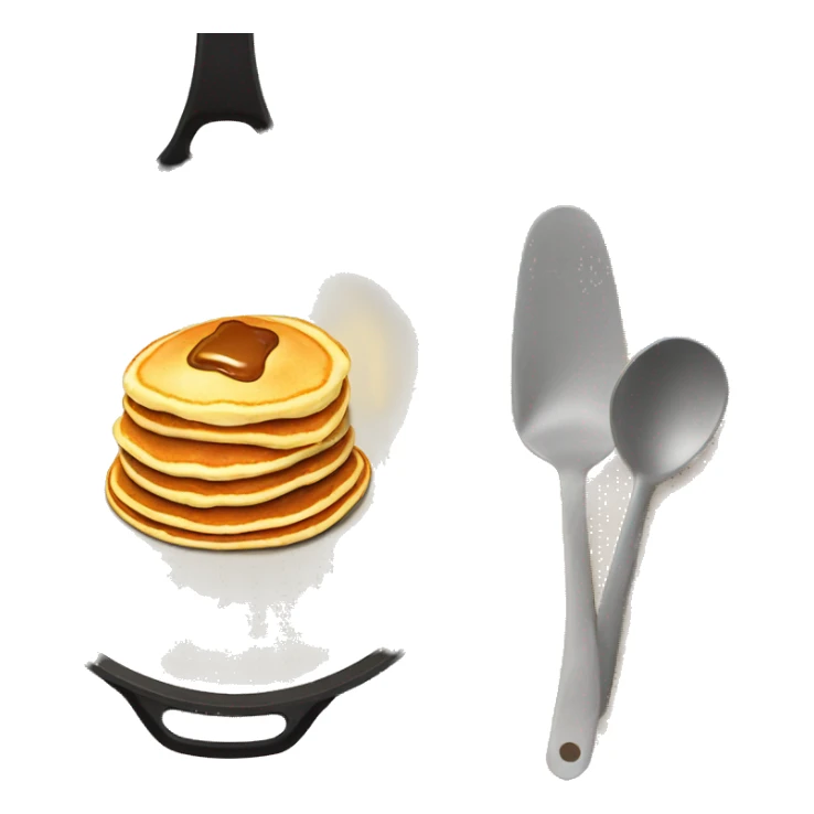 Pancakes in a frying pan and on a plate sticker