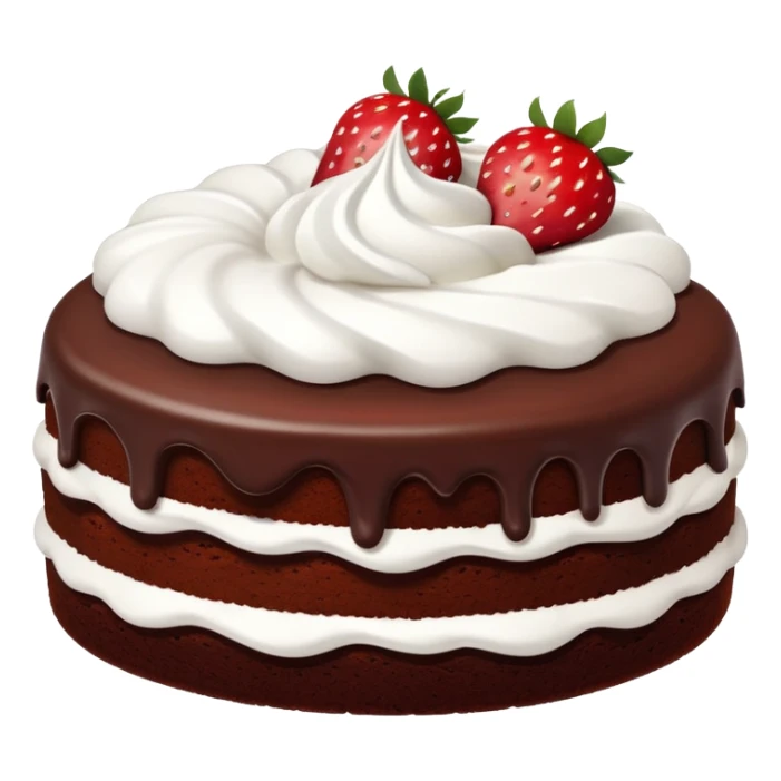 chocolate cake with whipped cream and strawberries sticker