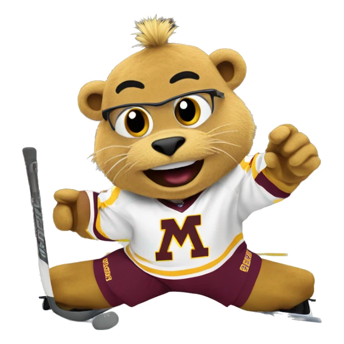 Goldie the Minnesota Hockey Gopher, celebrates after a goal! sticker