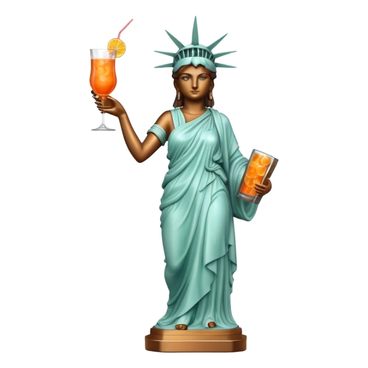 FULL BODY OF STATUE OF LIBERTY WITH AN APEROL SPRITZ COCKTAIL sticker