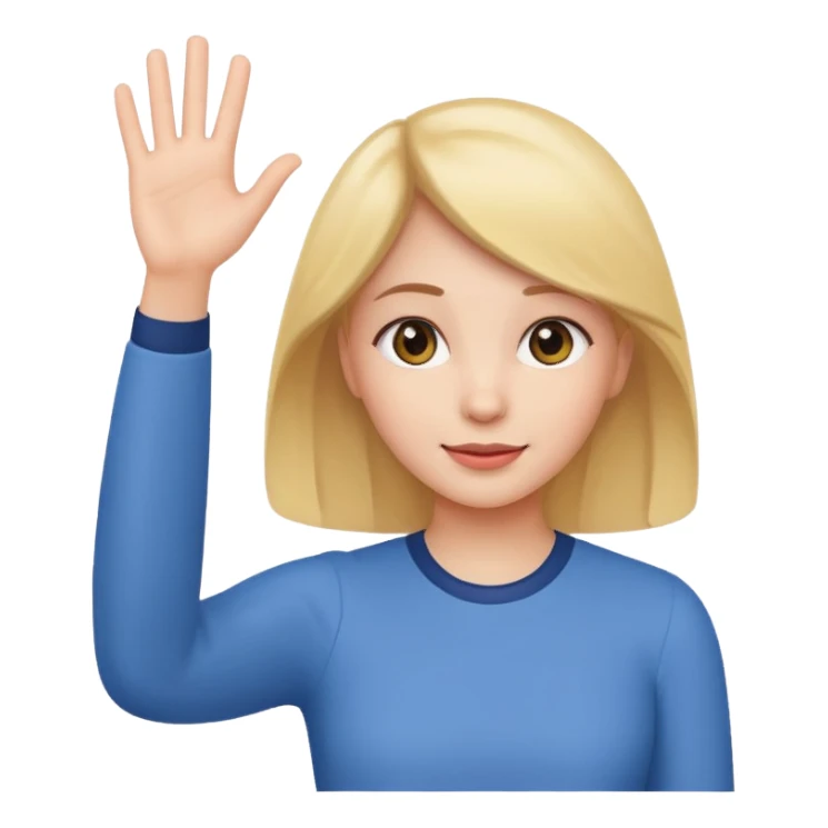 cute young woman waving hand, Slack emoji style sticker