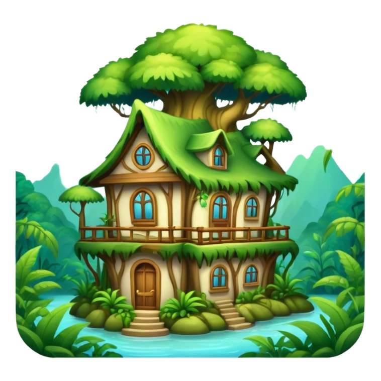 Magical house in the tops of the rainforest sticker