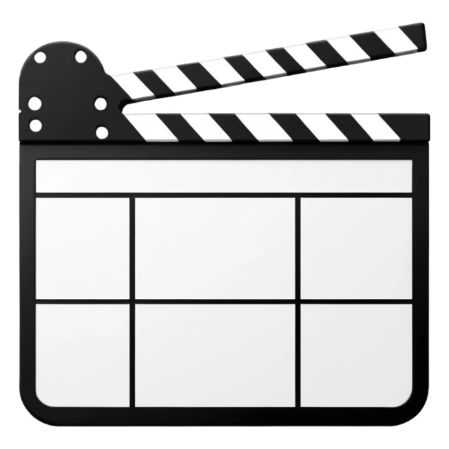 Simple movie slate, black and white rectangles with angled line, abstract geometric design sticker