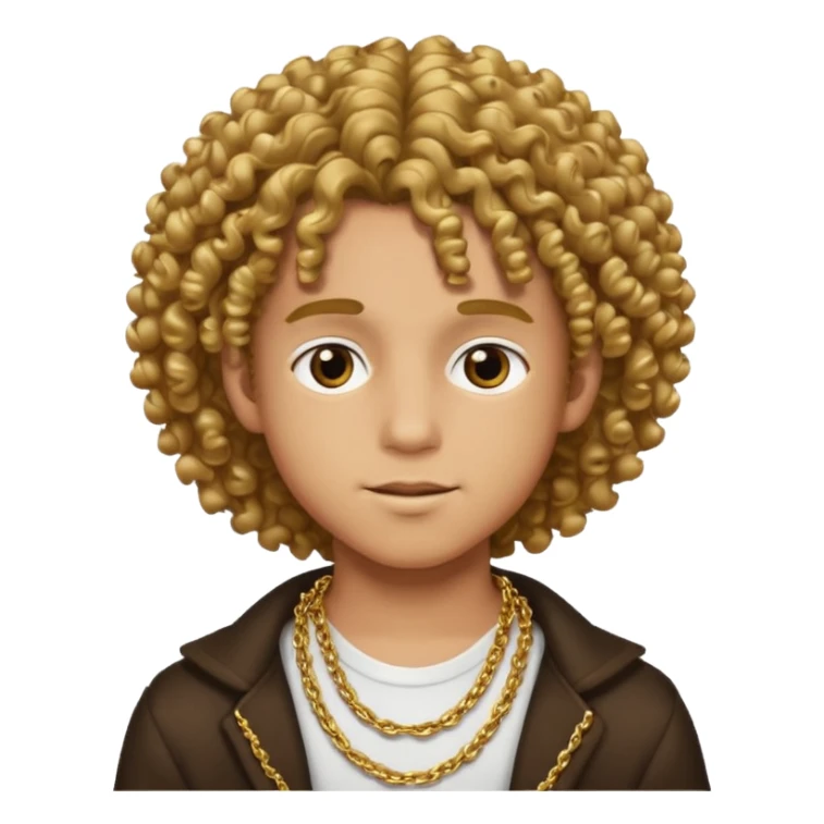 curly hair rich cool boy emoji, with gold chain sticker