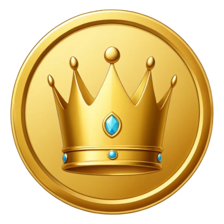 golden coin with crown symbol inside sticker