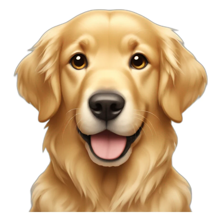 Golden retriever with the text Hola en que podemos ayudarte sticker