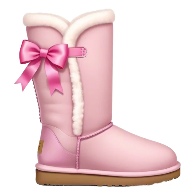 Ugg boots with a pink ribbon on side of them sticker