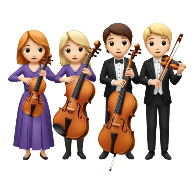 quartet of violin, flute, viola, and cello sticker