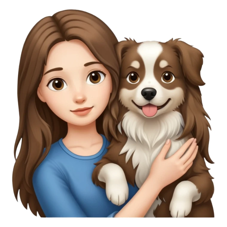 Black long-haired girl holding an Alaskan dog sticker