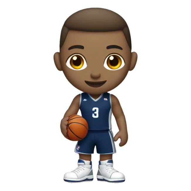 basketball player (light skin) in dark blue and silver uniform sticker