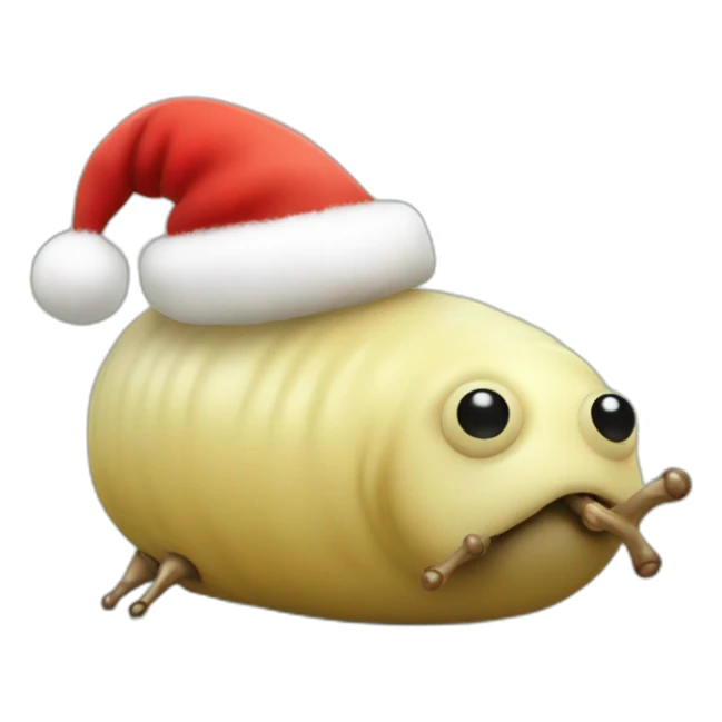 Fat slug with twig legs and Santa hat sticker
