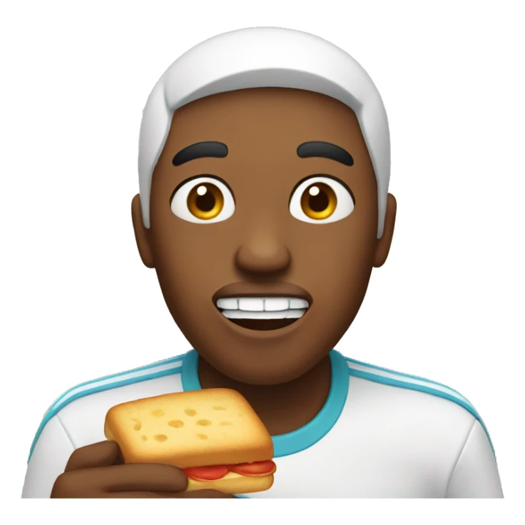 Person receiving food with open mouth sticker