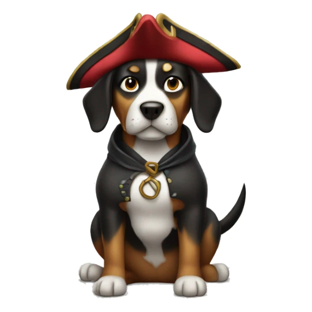 Dog with pointy ears, dressed as pirate sticker