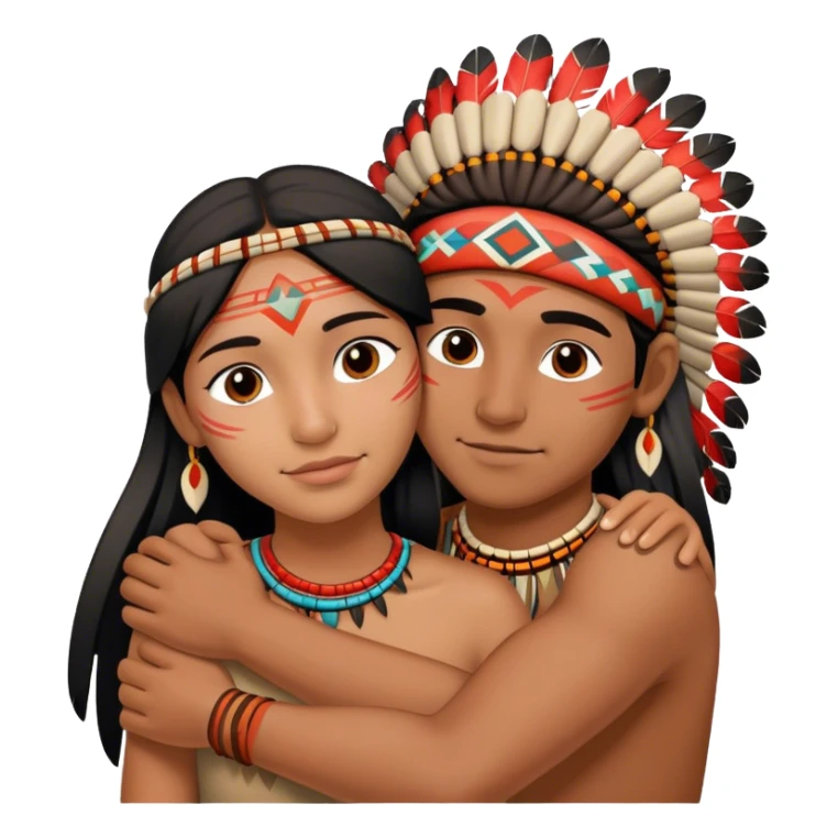 two indigenous people hugging, showing affection and care for each other. sticker