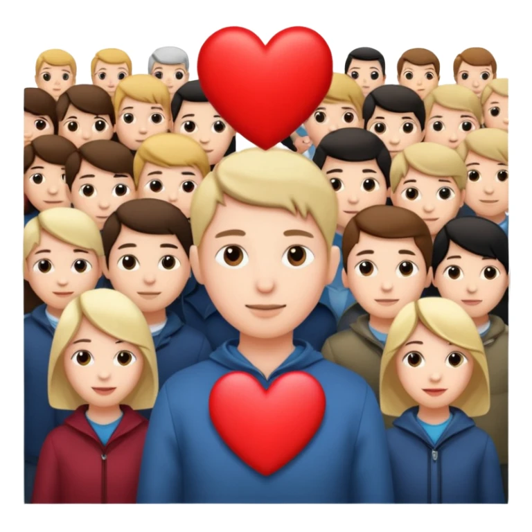 small figure inside a group of people with a heart above sticker